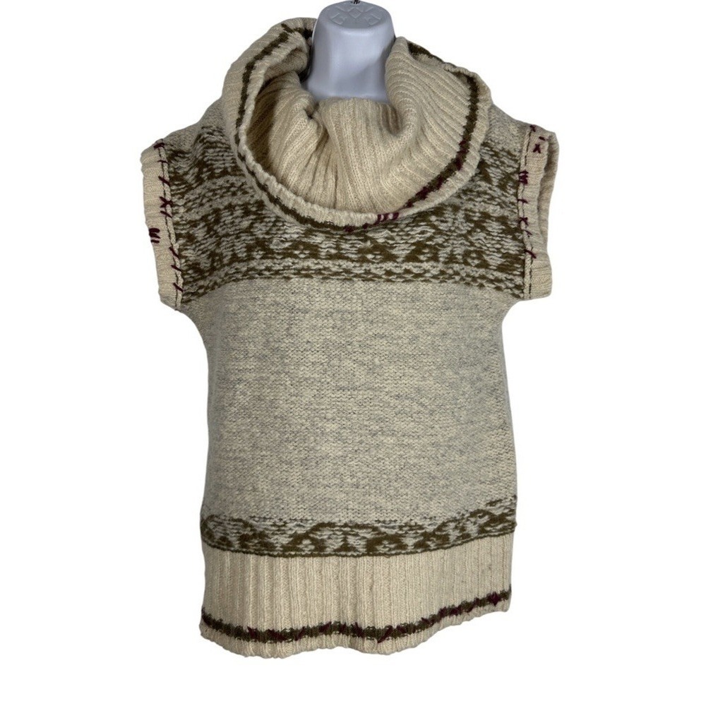 Women's Sz: M Free People Wool Bl Oversized Short Sleeve Turtleneck Boho Sweater